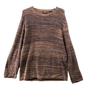 James Tattersall Cotton Cashmere Sweater Mens M Marled Brown Crewneck‎ Relaxed